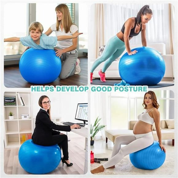 Exercise Ball, Thick Anti-Slip & Anti-Burst Yoga Pilates Ball with Air Pump - Picture 7 of 7